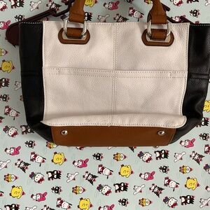 Two-Tone Leather Tote Bag